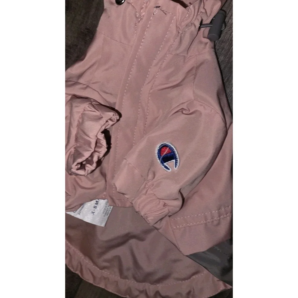 Champion Pink and Gray Water Resistant Raincoat Pet stadium Jacket Dog's Size XS